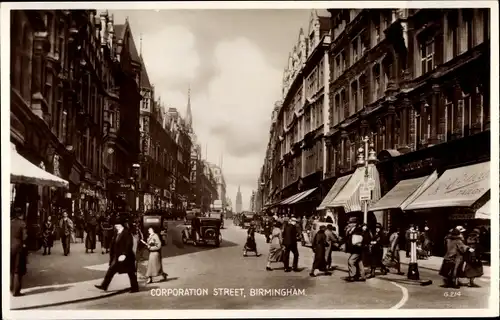 Ak Birmingham West Midlands England, Corporation Street