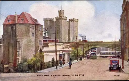 Künstler Ak Newcastle upon Tyne North East England, Black Gate, Castle