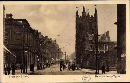 Ak Newcastle upon Tyne North East England, Grainger Street, Church