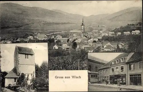 Ak Wisch Wisches Bas Rhin, Blick auf den Ort, Kirche