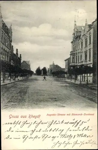 Ak Rheydt Mönchengladbach im Ruhrgebiet, Augusta Straße, Bismarck Denkmal