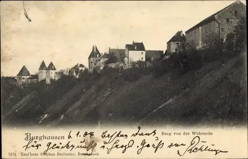 Ak Burghausen an der Salzach Bayern, Burg von der Wöhrseite