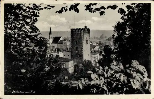 Ak Mühldorf am Inn Oberbayern, Durchblick, Turm