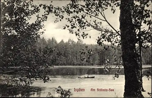 Ak Lychen im Kreis Uckermark, Am Stübnitz See, Wald