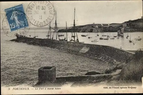 Ak Portrieux Cotes d'Armor, Le Port a maree haute