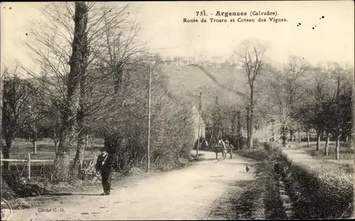 Ak Argenoes Calvados, Route de Troarn et Coteau des Vignes