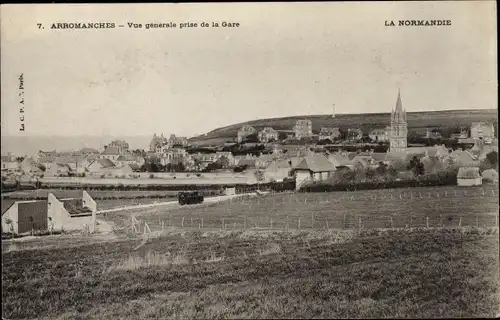 Ak Arromanches Calvados, Vue generale prise de la Gare