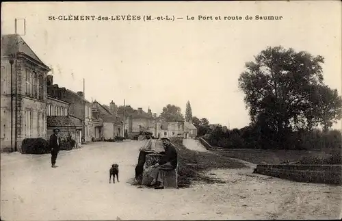 Ak Saint Clément des Levées Maine-et-Loire, Le Port et route de Saumur