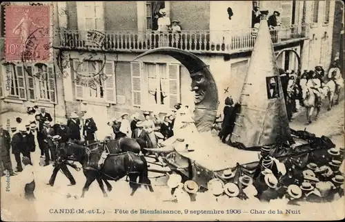 Ak Cande Maine et Loire, Fete de Bienfaisance, 9 Septembre 1906, Char de la Nuit