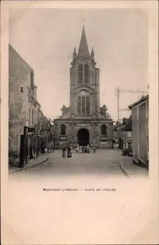 Ak Montfort l'Amaury Yvelines, Place de l'Eglise