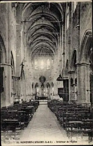 Ak Montfort l'Amaury Yvelines, Interieur de l'Eglise