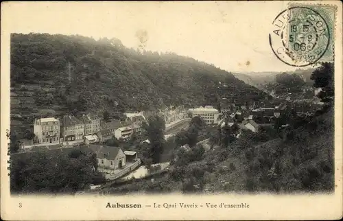 Ak Aubusson Creuse, Le Quai Vaveix, Vue d'ensemble