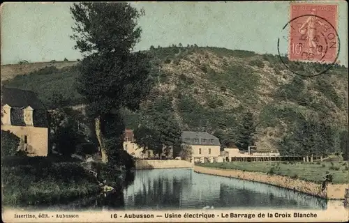Ak Aubusson Creuse, Usine electrique, Le Barrage de la Croix Blanche