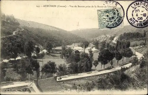 Ak Aubusson Creuse, Vue de Beauze prise de la Route de Limoges