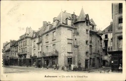 Ak Aubusson Creuse, Un coin de la Grande Rue