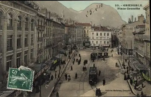 Ak Grenoble Isère, Place Grenette