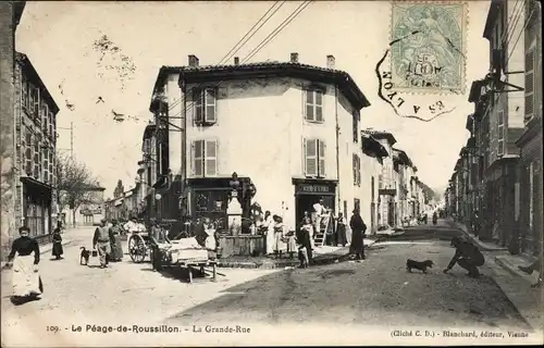 Ak Le Péage-de-Roussillon Isère, Grande Rue