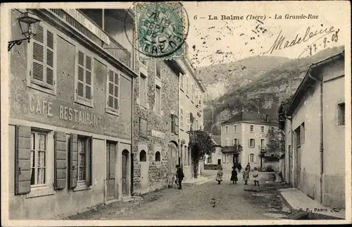 Ak La Balme Isère, Grande Rue, Café