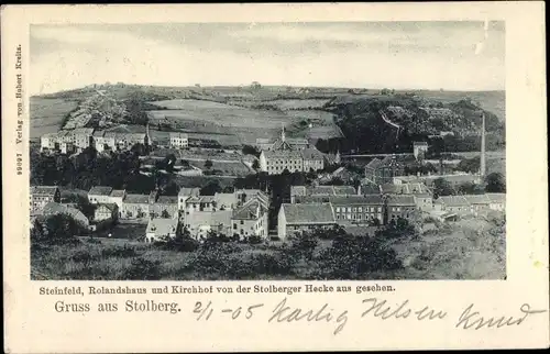 Ak Stolberg Südharz, Steinfeld, Rolandshaus und Kirchhof v. d. Stollberger Hecke aus gesehen