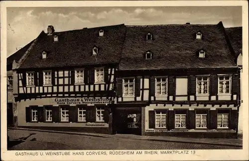 Ak Rüdesheim am Rhein, Weinhaus Hans Corvers, Marktplatz 13