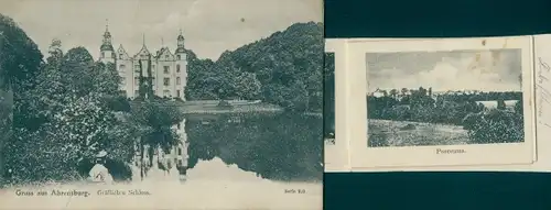 Leporello Ak Ahrensburg bei Hamburg, Gräfliches Schloss, Große Straße, Kirche, Bauernbrücke