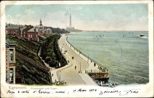 Ak Egremont North West England, Promenade and Tower
