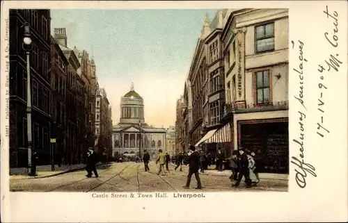 Ak Liverpool North West England, Castle Street, Town Hall