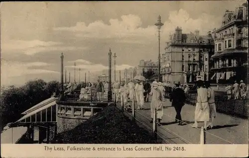 Ak Folkestone Kent South East England, The Leas, entrance to Leas Concert Hall