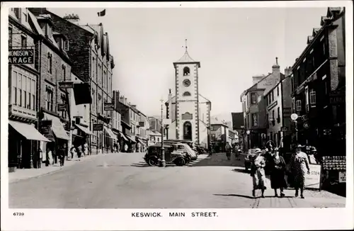 Ak Keswick North West England, Main Street, Kirche