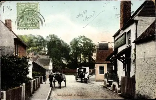 Ak Banstead South East England, Straßenpartie, Kutsche