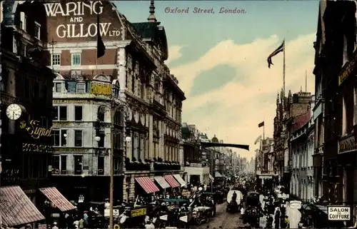 Ak London City, Oxford Street, Salon de Coiffure, Waring and Gillow Ltd