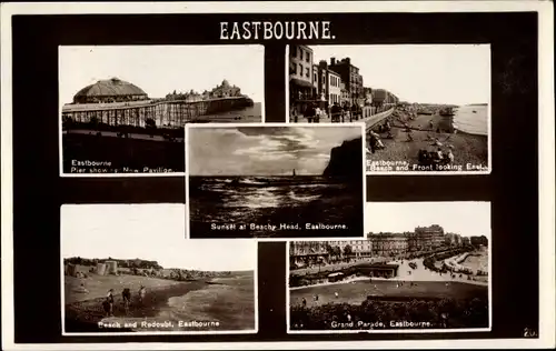 Ak Eastbourne South East England, Beach and Front, Grand Parade, Pier