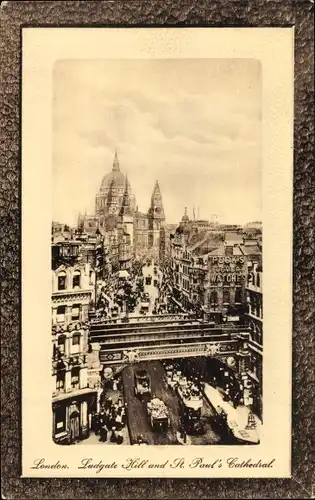 Ak London City, Ludgate Hill and St. Paul's Cathedral