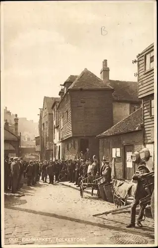 Ak Folkestone Kent South East England, Old Fishmarket