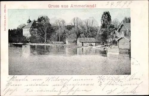 Ak Ammerland Münsing am Starnberger See, Blick auf den Ort