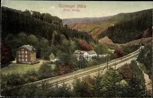 Ak Gehlberg in Thüringen, Hotel Pension Gehlberger Mühle, Tal der wilden Gera