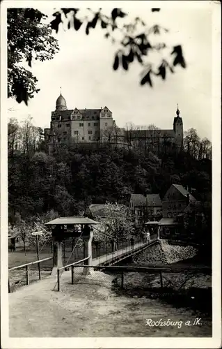 Foto Ak Rochsburg Lunzenau in Sachsen, Schloss, Brücke