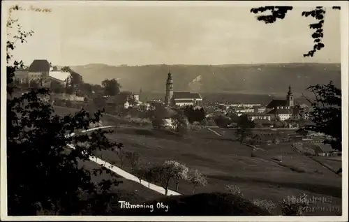 Foto Ak Tittmoning in Oberbayern, Durchblick zum Ort, Teilansicht