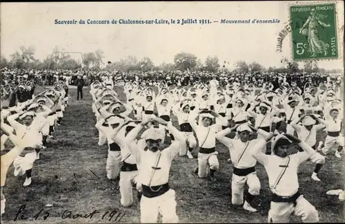 Ak Chalonnes Maine et Loire, Mouvement d'ensemble, Soncours, Sport, 1911