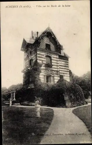 Ak Acheres Yvelines, Villa sur les Bords de la Seine