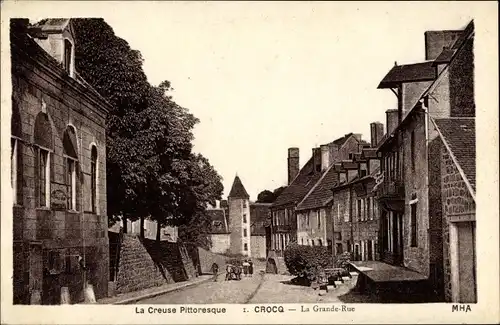 Ak Crocq Creuse, La Grande Rue