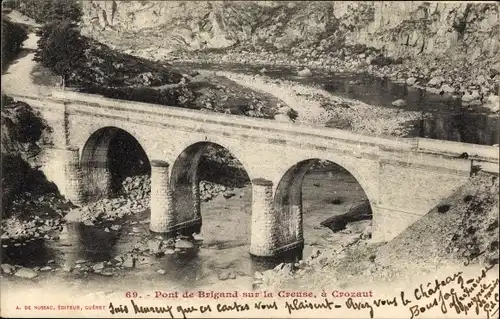 Ak Crouzaut Creuse, Pont de Brigand sur la Creuse