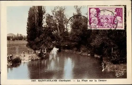 Ak Saint Aulaye Dordogne, La Plage sur la Dronne