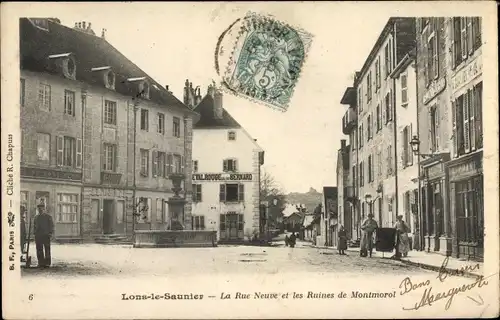 Ak Lons le Saunier Jura, Rue Neuve, Ruines de Montmoroi