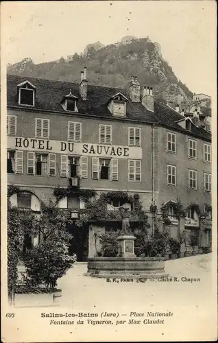 Ak Salins les Bains Jura, Place Nationale, Hôtel du Sauvage