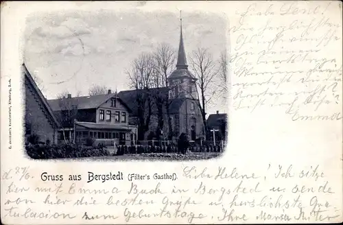 Ak Hamburg Wandsbek Bergstedt, Filter's Gasthof, Kirche