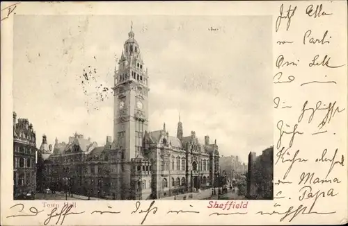 Ak Sheffield Yorkshire England, Town Hall