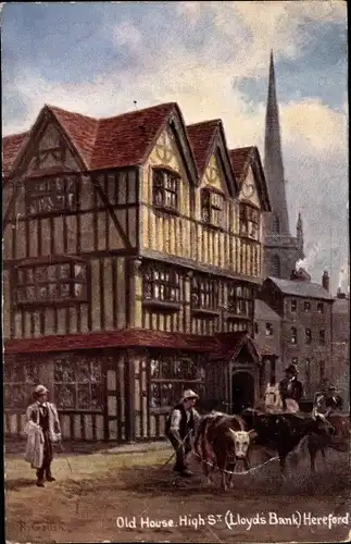 Künstler Ak Hereford West Midlands England, Old House, High Street, Lloyd's Bank