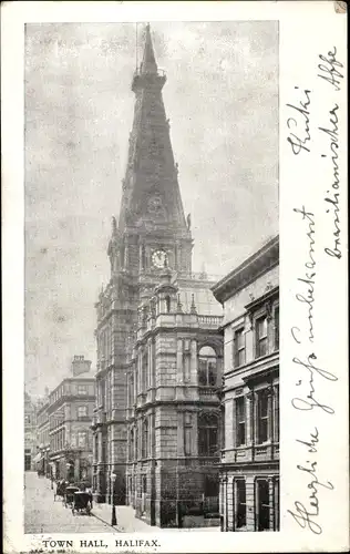 Ak Halifax Yorkshire England, Town Hall