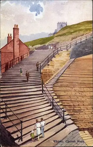 Künstler Ak Whitby Borough of Scarborough North Yorkshire, Church Steps